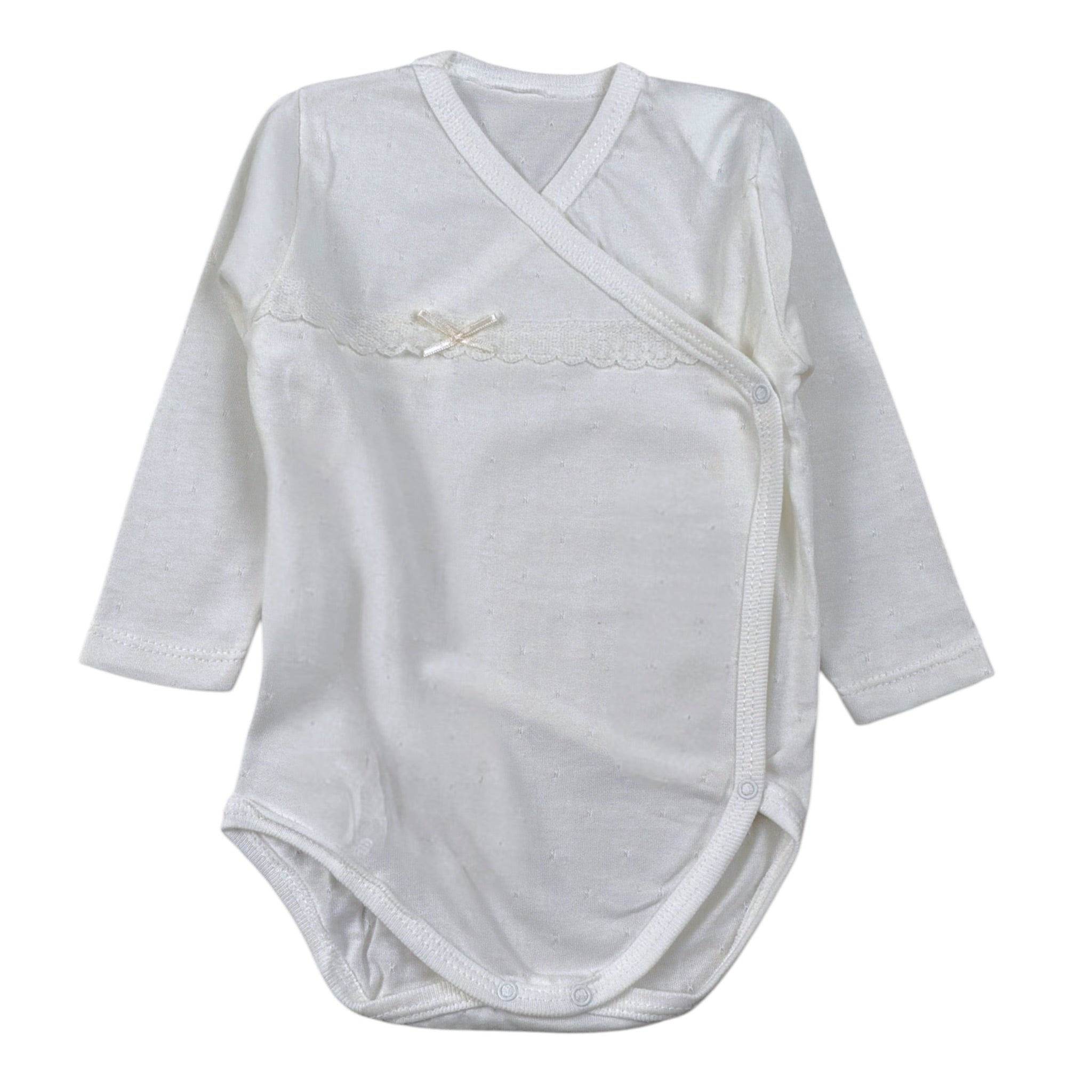 Calamaro Body tinta unita con Ricami Panna per Neonata 18020 PANNA CALAMARO 