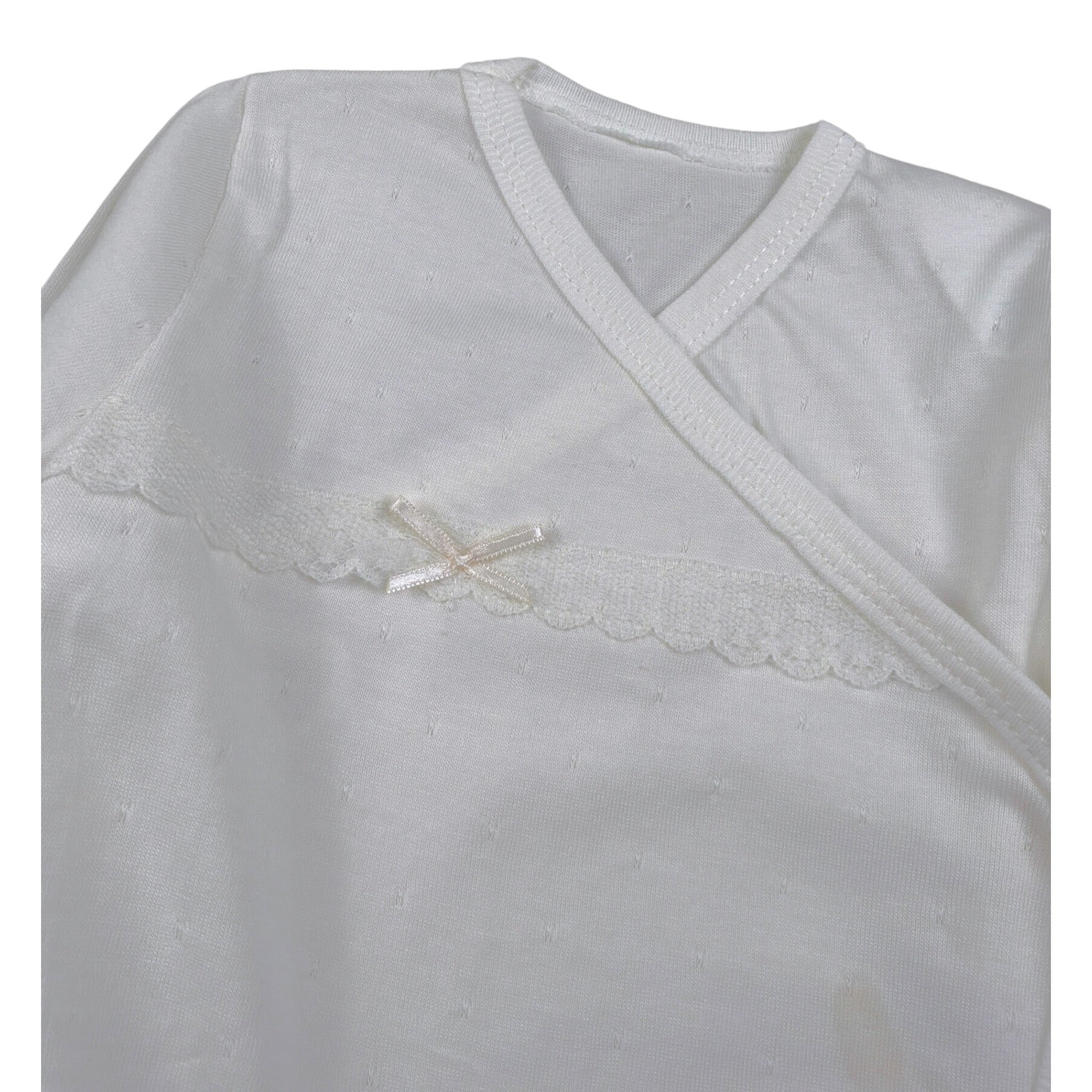 Calamaro Body tinta unita con Ricami Panna per Neonata 18020 PANNA CALAMARO 