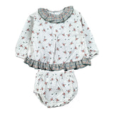 Calamaro Completo 2Pz Camicia-Coulotte tinta unita con Stampa Bianco per Neonata 22098 BIANCO CALAMARO 