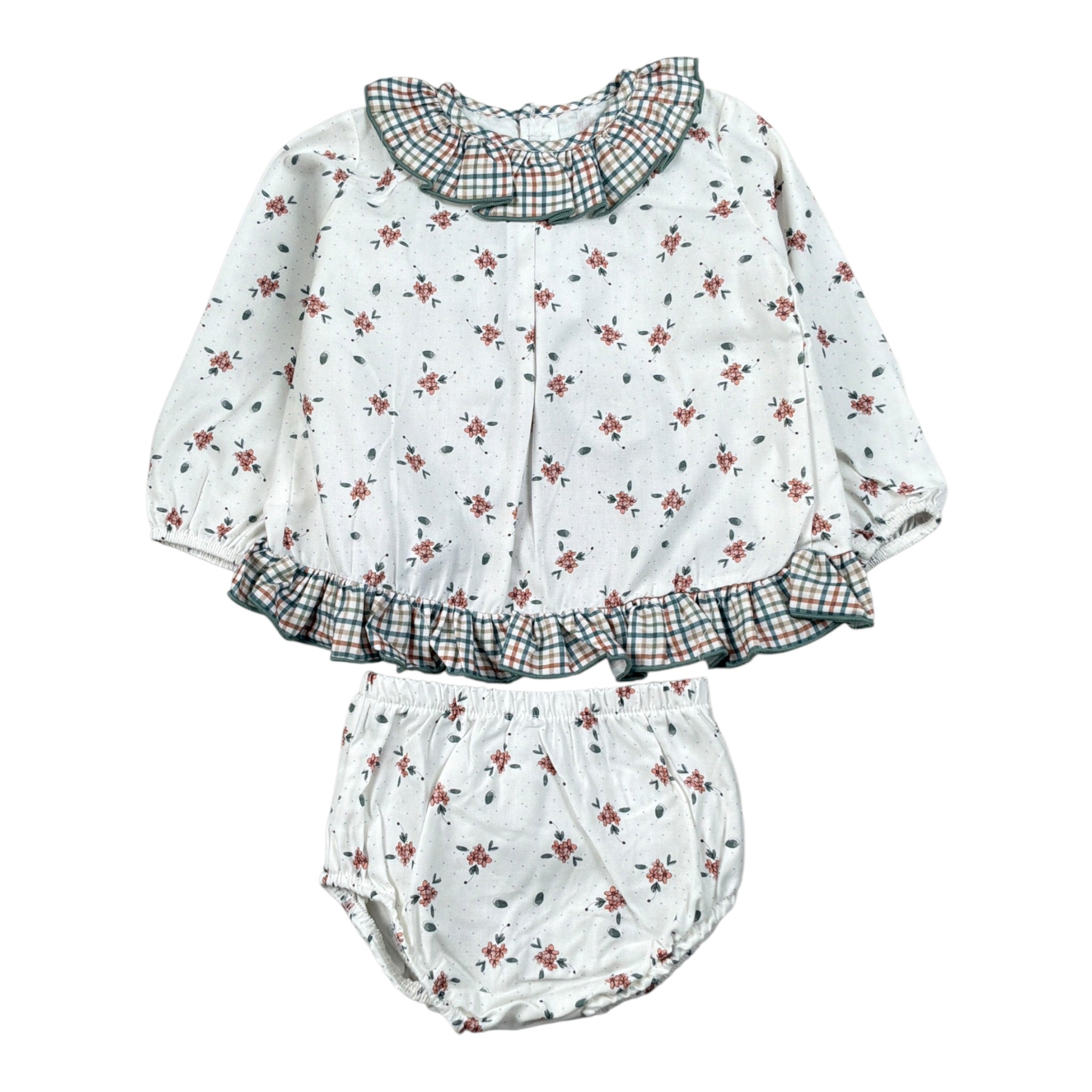 Calamaro Completo 2Pz Camicia-Coulotte tinta unita con Stampa Bianco per Neonata 22098 BIANCO CALAMARO 