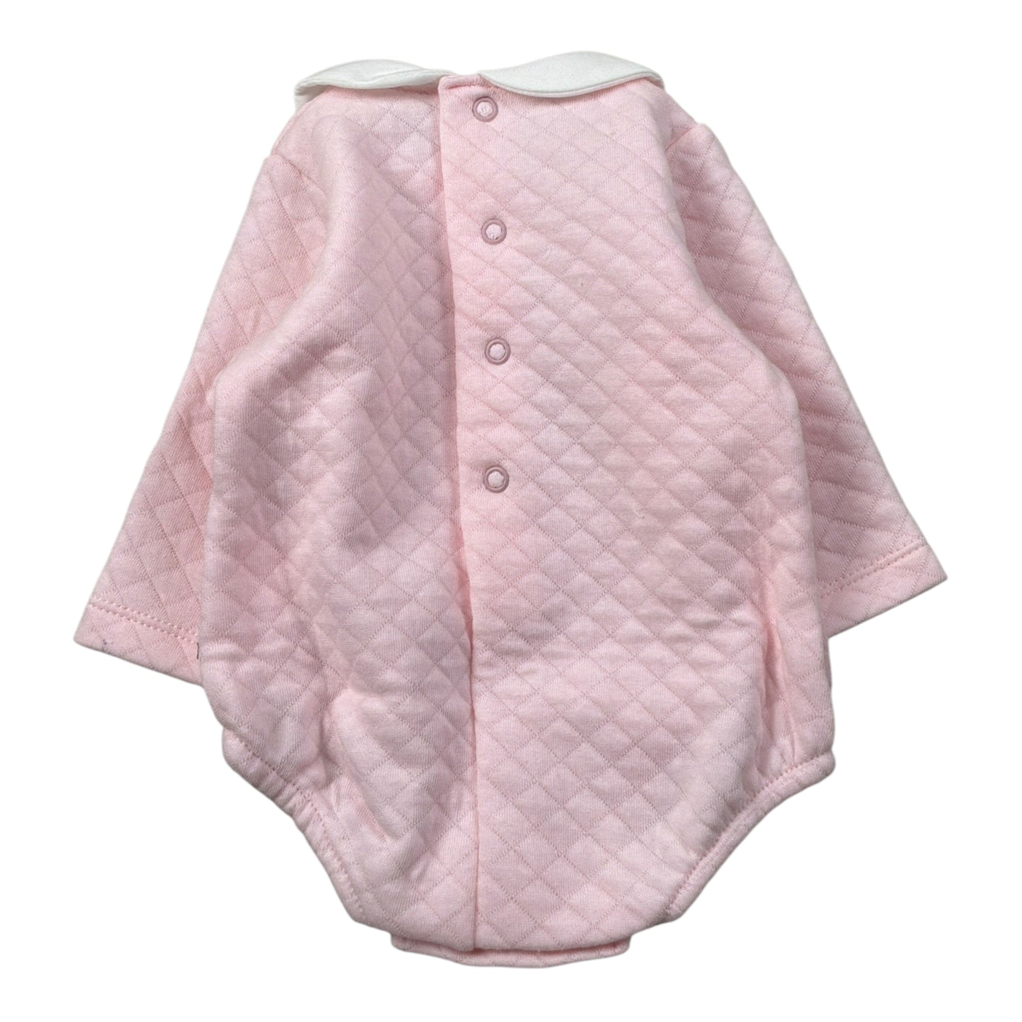 Calamaro Pagliaccetto tinta unita con Colletto Rosa per Neonata 32446 ROSA CALAMARO 