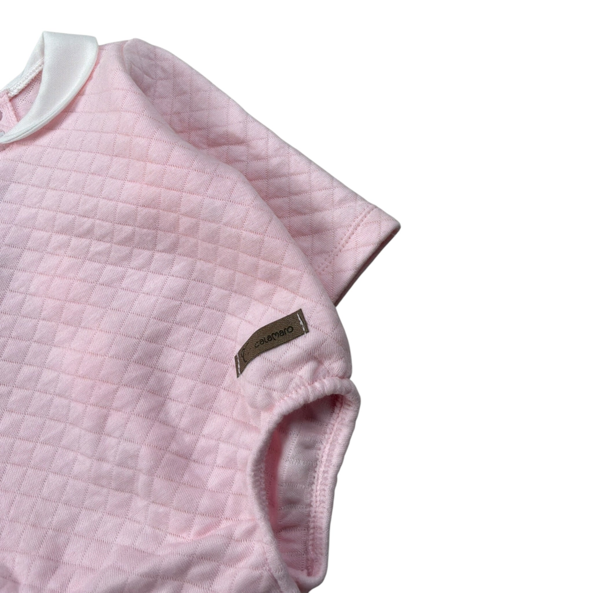 Calamaro Pagliaccetto tinta unita con Colletto Rosa per Neonata 32446 ROSA CALAMARO 