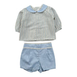 Calamaro Completo 2Pz Camicia-Coulotte Bicolore Azzurro/Beige per Neonato 9292 AZZURRO/BEIGE CALAMARO 