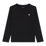 Calvin Klein Shirt Girocollo tinta unita con Stampa Nero per Bambino IB02255 NERO CALVIN KLEIN 