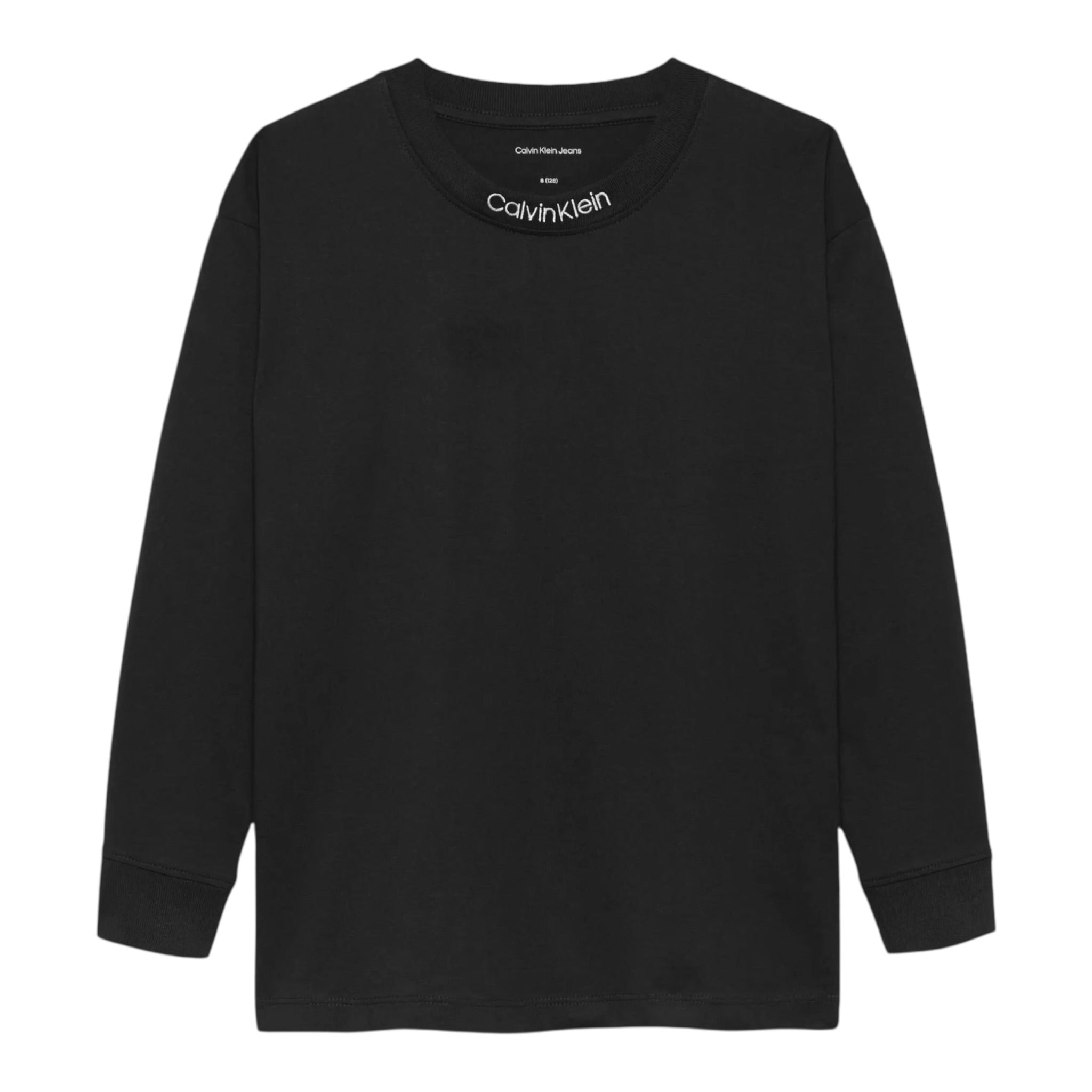 Calvin Klein Shirt Girocollo tinta unita con Logo Nero per Bambino IB0IB01701 NERO CALVIN KLEIN 