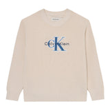Calvin Klein Maglia Girocollo tinta unita con Logo Beige per Bambino IB0IB02598 BEIGE CALVIN KLEIN 