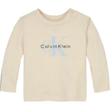 Calvin Klein Shirt Girocollo tinta unita con Logo Panna per Neonato IN0IN00335 PANNA CALVIN KLEIN 