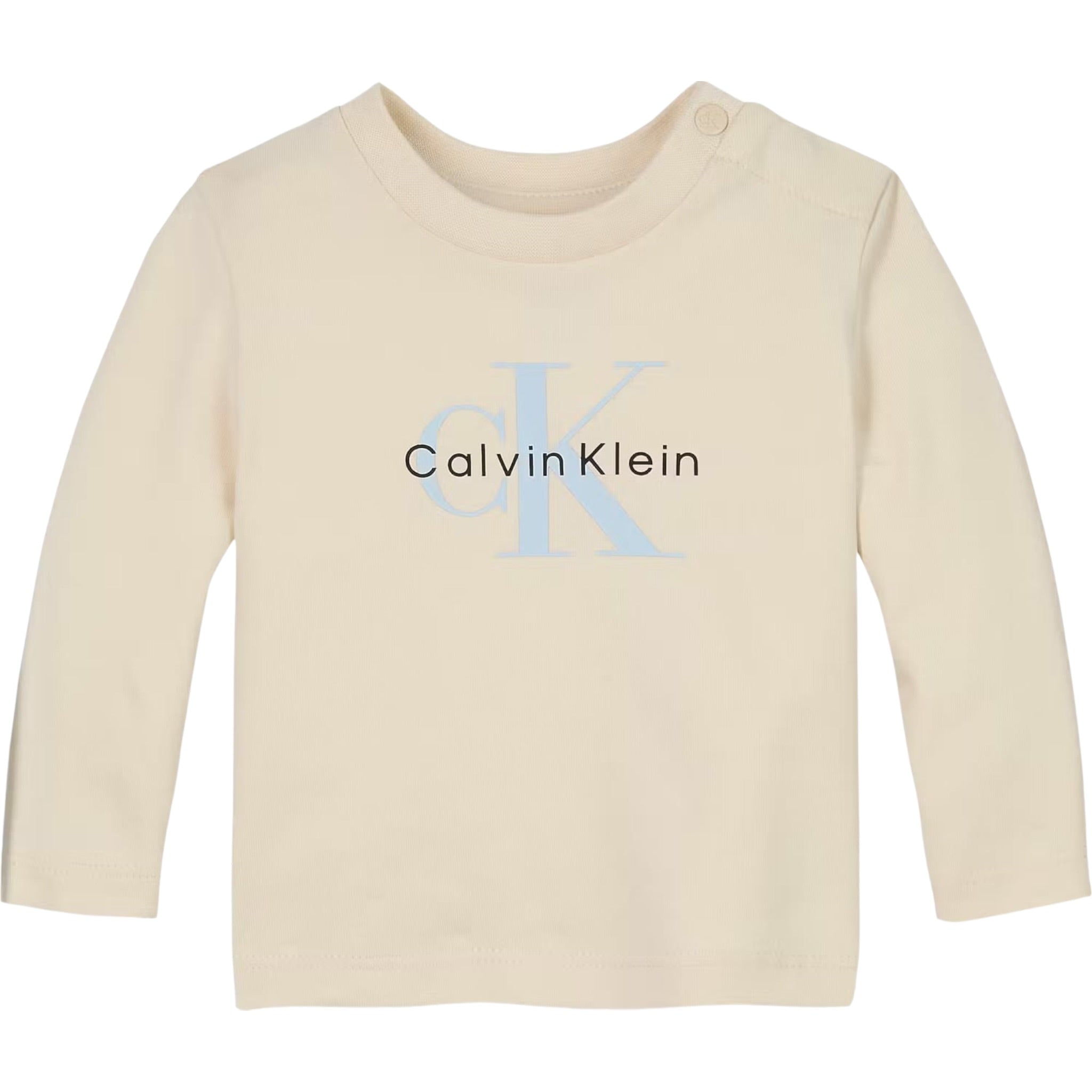 Calvin Klein Shirt Girocollo tinta unita con Logo Panna per Neonato IN0IN00335 PANNA CALVIN KLEIN 