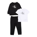 Calvin Klein Completo 3 Pezzi Felpa-T-Shirt-Pantalone Nero per Neonato IN0IN00336 NERO CALVIN KLEIN 