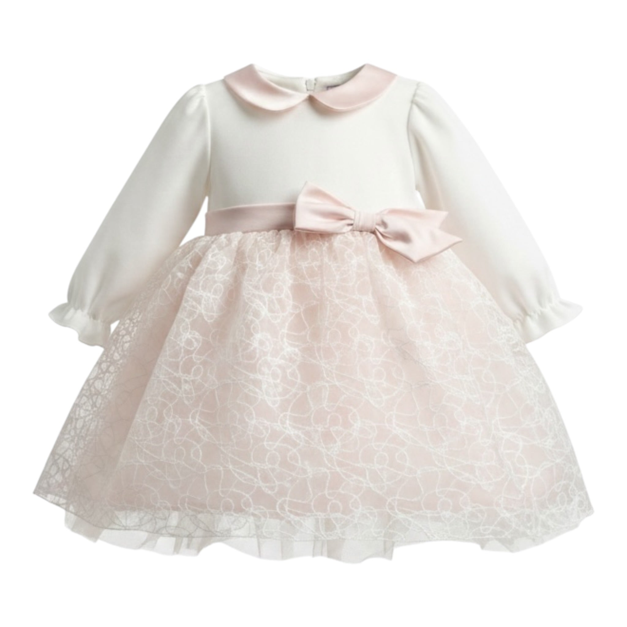Carlo Pignatelli Abito Cerimonia Bicolore con Tulle E Ricami Bianco per Neonata CP66520 BIANCO CARLO PIGNATELLI 