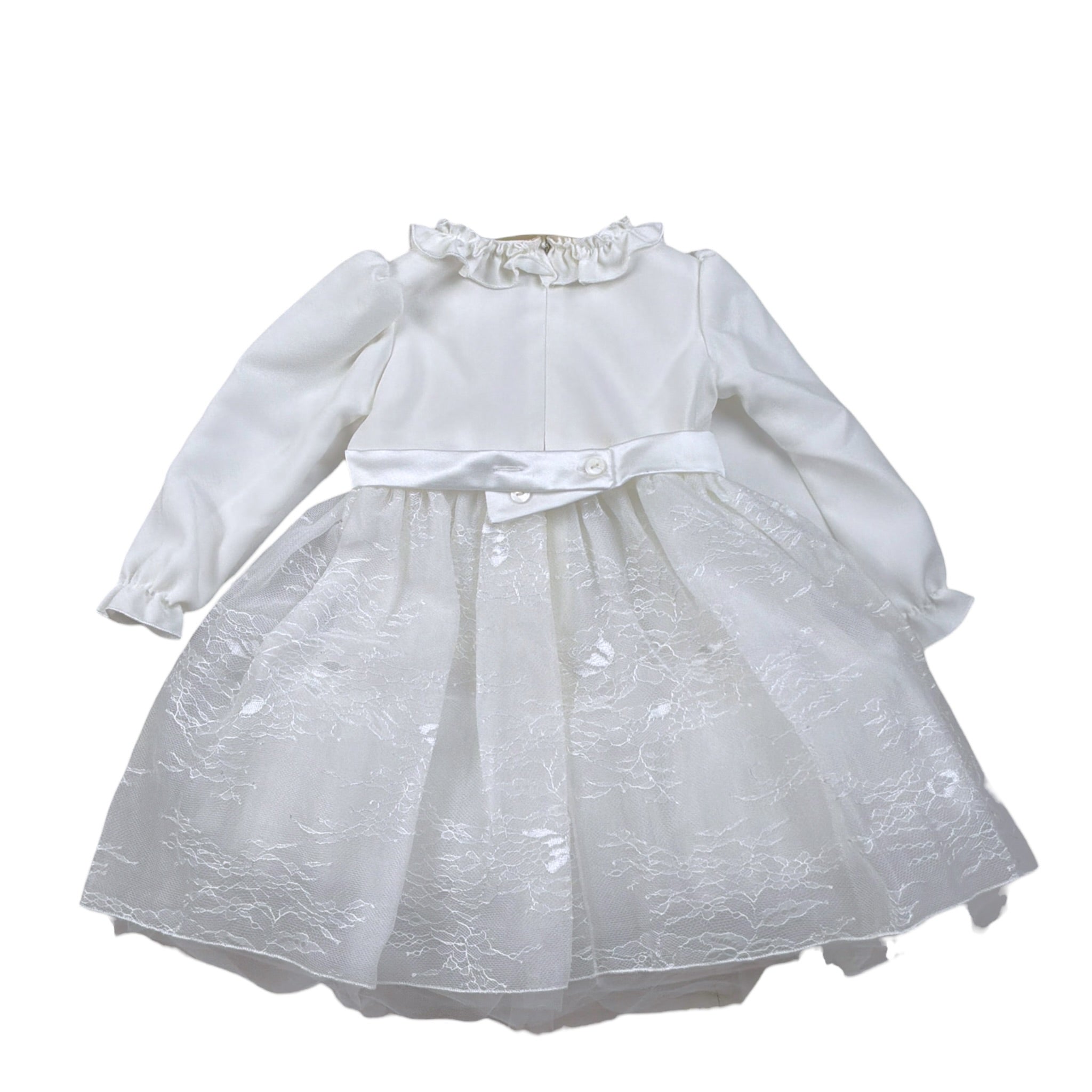 Carlo Pignatelli Abito Cerimonia tinta unita con Ricami E Tulle Bianco per Neonata CP66560 BIANCO CARLO PIGNATELLI 