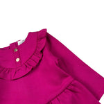 Carre'Ment Beau Abito tinta unita con Colletto Magenta per Neonata Y30195 MAGENTA CARRE'MENT BEAU 