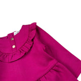 Carre'Ment Beau Abito tinta unita con Colletto Magenta per Neonata Y30195 MAGENTA CARRE'MENT BEAU 
