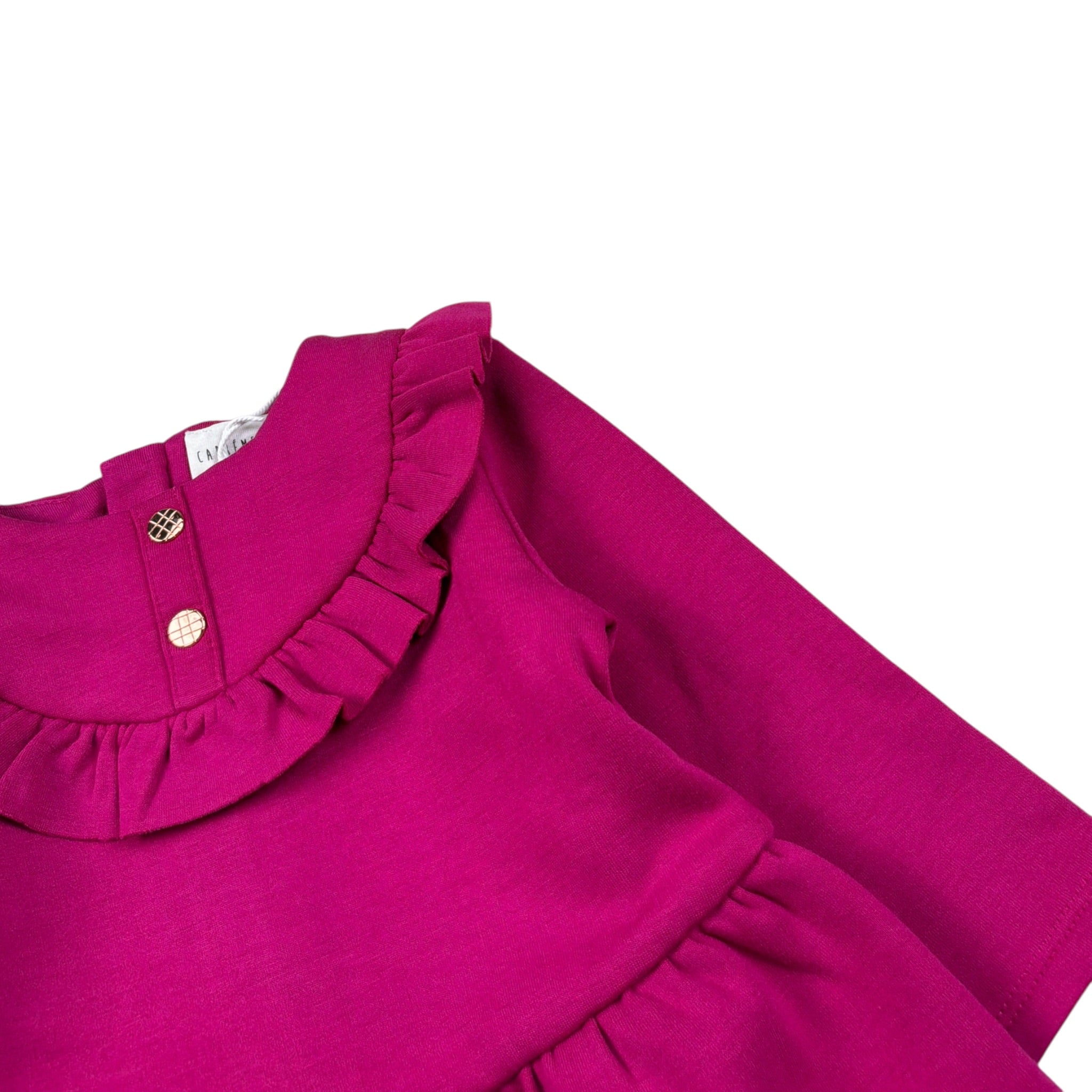 Carre'Ment Beau Abito tinta unita con Colletto Magenta per Neonata Y30195 MAGENTA CARRE'MENT BEAU 