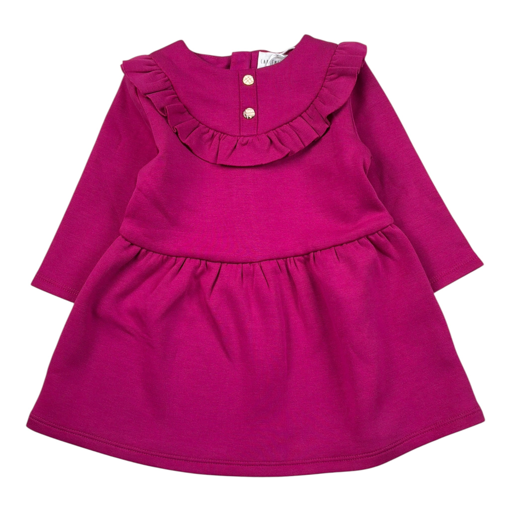 Carre'Ment Beau Abito tinta unita con Colletto Magenta per Neonata Y30195 MAGENTA CARRE'MENT BEAU 