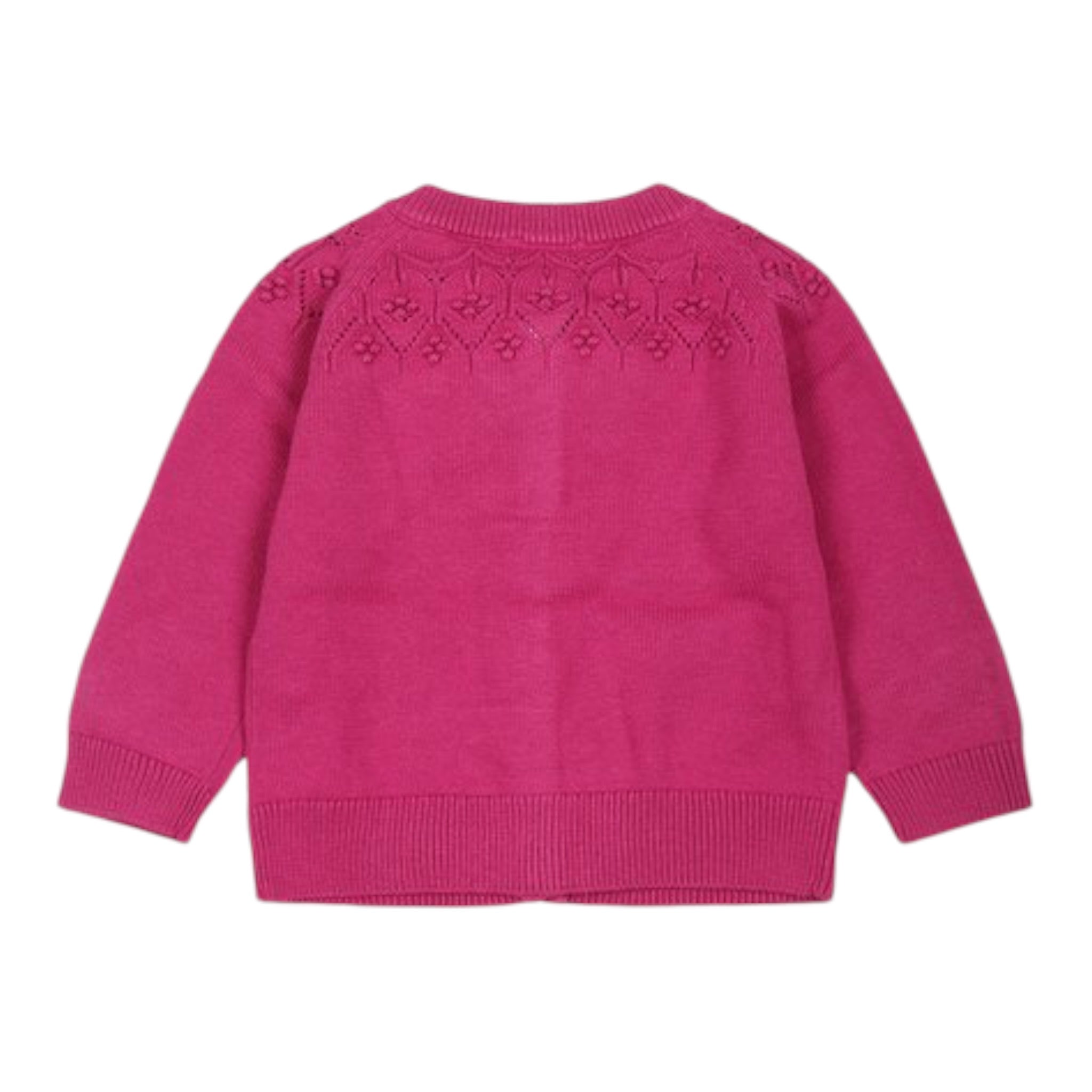 Carre'Ment Beau Cardigan tinta unita con Ricami Fuxia per Neonata Y30211 FUXIA CARRE'MENT BEAU 