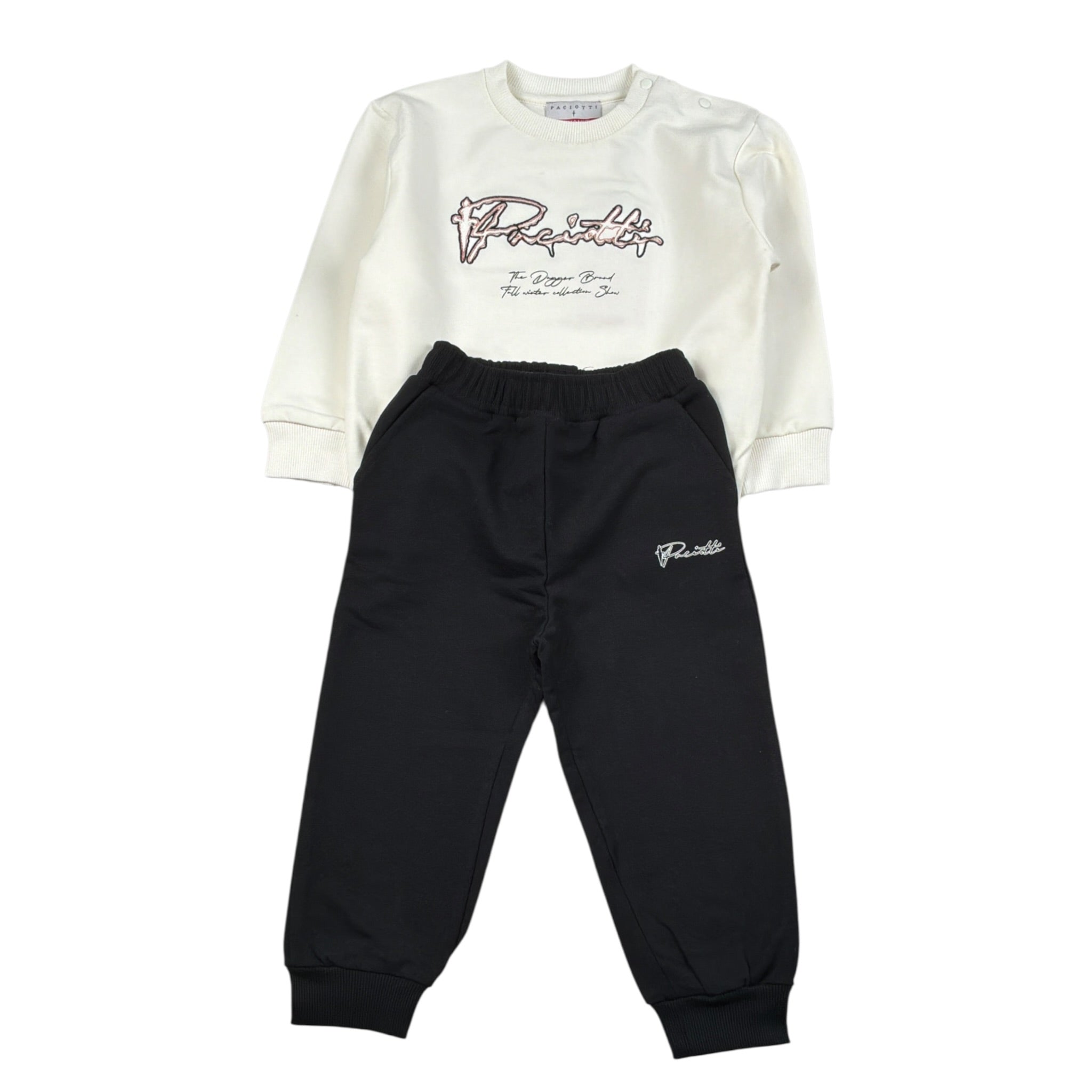 Cesare Paciotti Completo 2Pz Felpa-Pantalone con Stampa Bianco/Nero per Neonato COMP6317B BAINCO/NERO CESARE PACIOTTI 