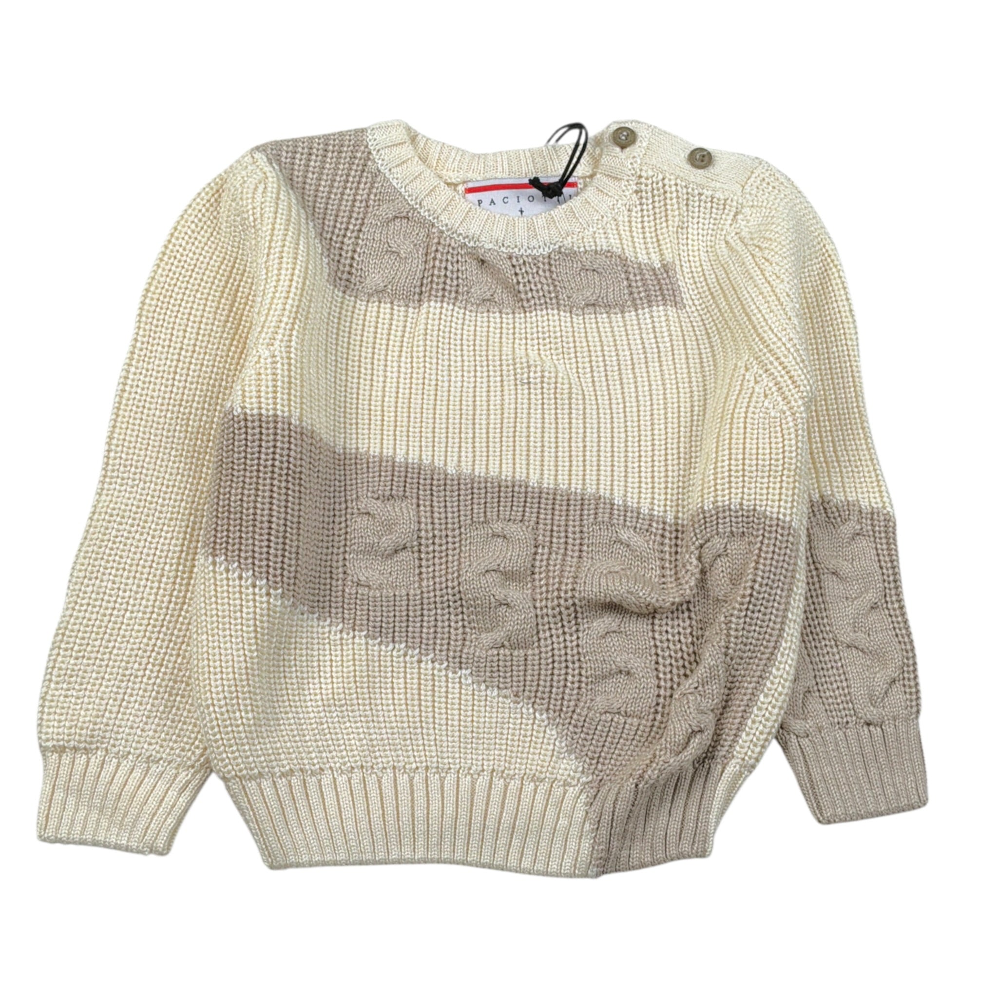 Cesare Paciotti Maglia Girocollo Bicolore Beige per Neonato MGP6358BXXX BEIGE CESARE PACIOTTI 