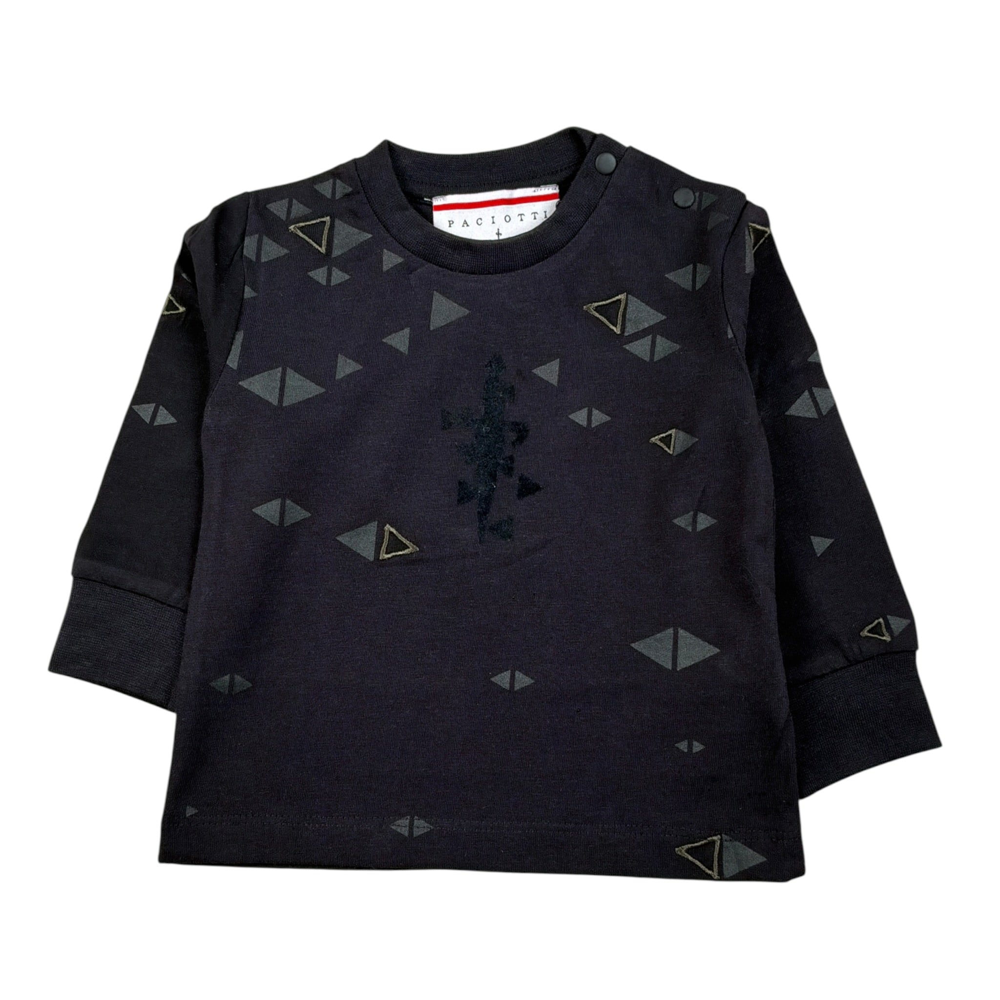 Cesare Paciotti Shirt Girocollo tinta unita con Stampe Nero per Bambino TSP6353B NERO CESARE PACIOTTI 