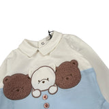 Ciccino Completo 2Pz Maglia-Ghettina Bicolore Azzurro per Neonato CCB0502 AZZURRO CICCINO 