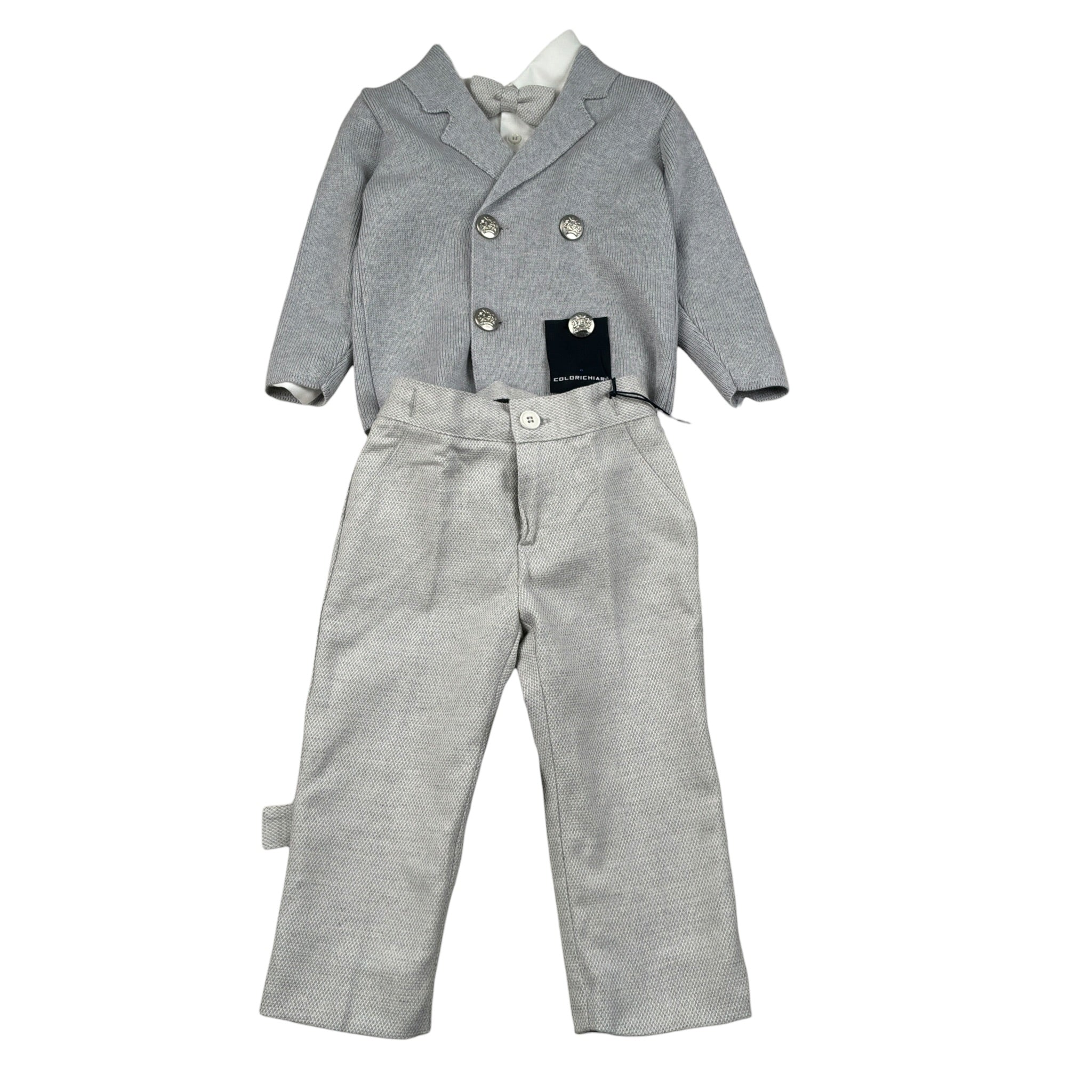 Colori Chiari Completo 4 Pezzi Camicia-Papillon-Bermuda-Giacca Grigio per Neonato MN407235 GRIGIO COLORI CHIARI 