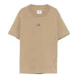 C.P. Company T-Shirt Girocollo tinta unita con Stampa Beige per Bambino CUM00I BEIGE C.P. COMPANY 