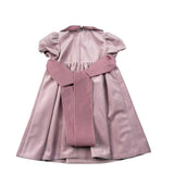 Crochette Abito Mezza Manica tinta unita In Velluto Rosa per Bambina 605J ROSA CROCHETTE 