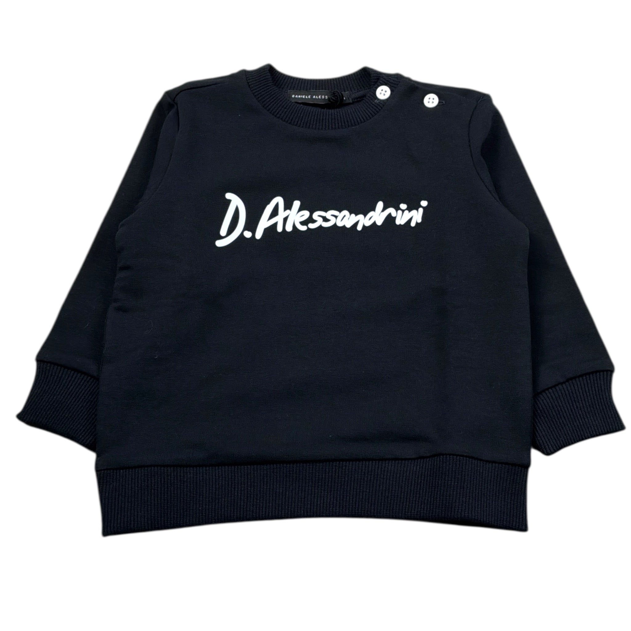 Daniele Alessandrini Felpa Chiusa Girocollo tinta unita con Logo Nero per Neonato 1291F00138 NERO DANIELE ALESSANDRINI 