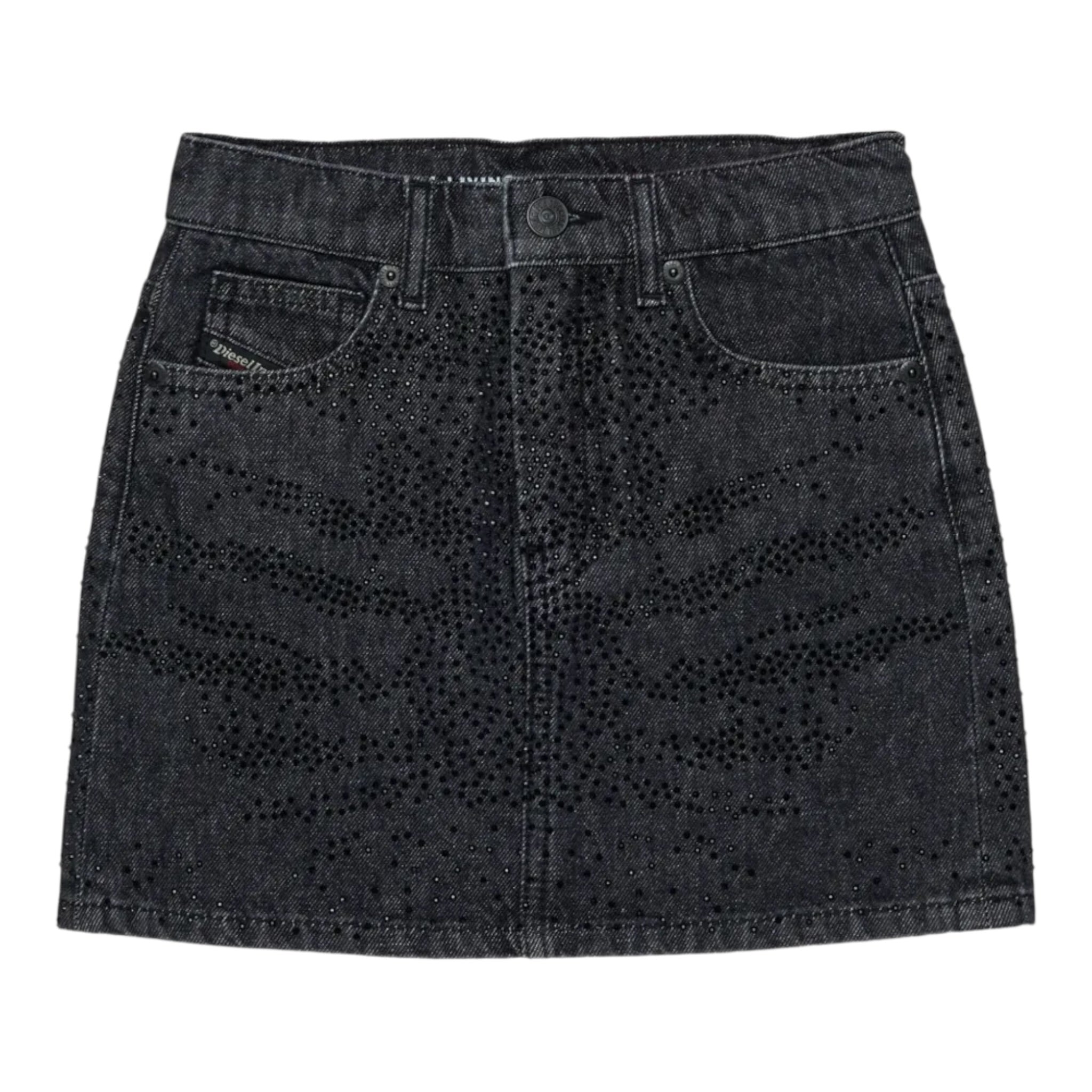 Diesel Gonna tinta unita In Denim con Brillantini Nero per Bambina J00958 NERO DIESEL 