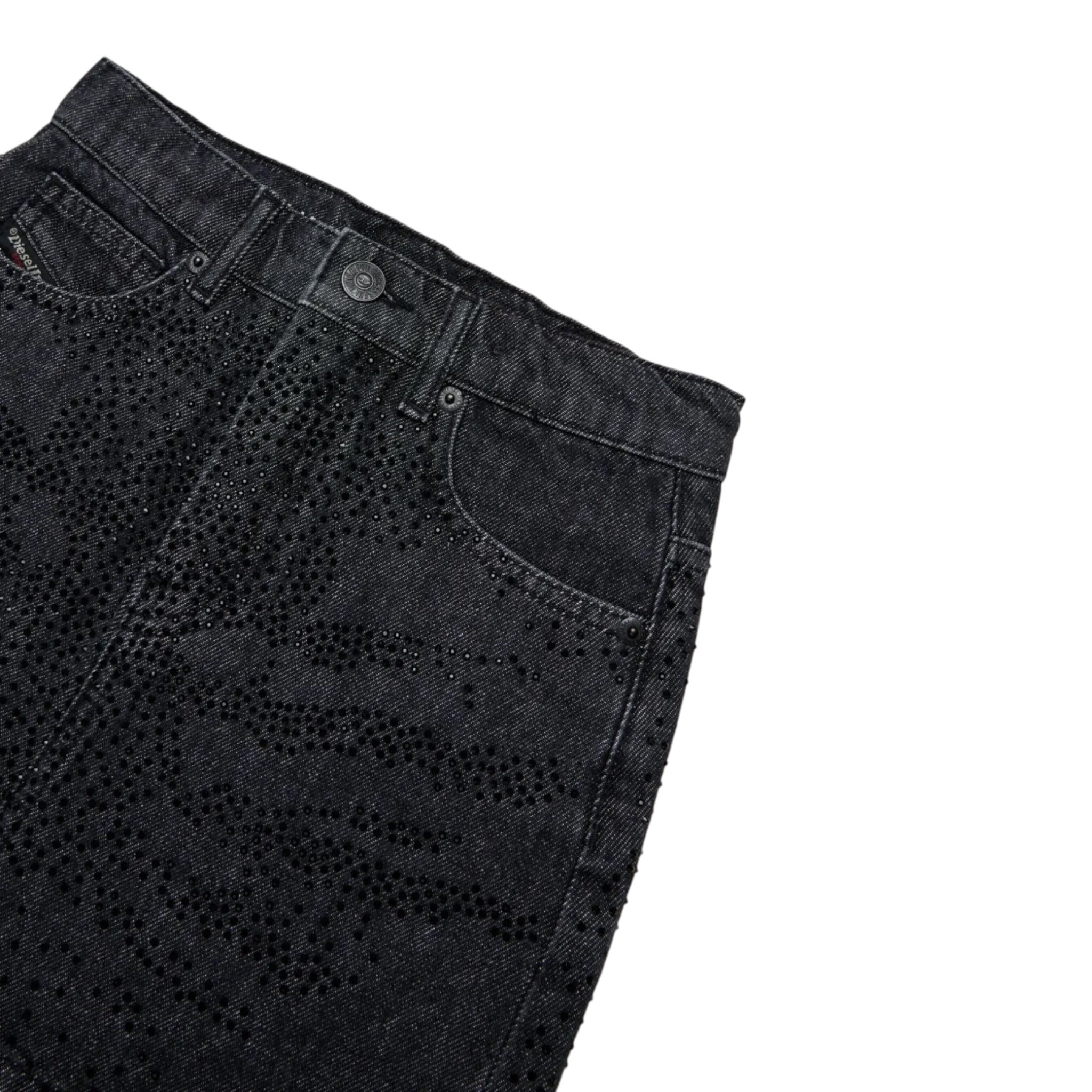 Diesel Gonna tinta unita In Denim con Brillantini Nero per Bambina J00958 NERO DIESEL 