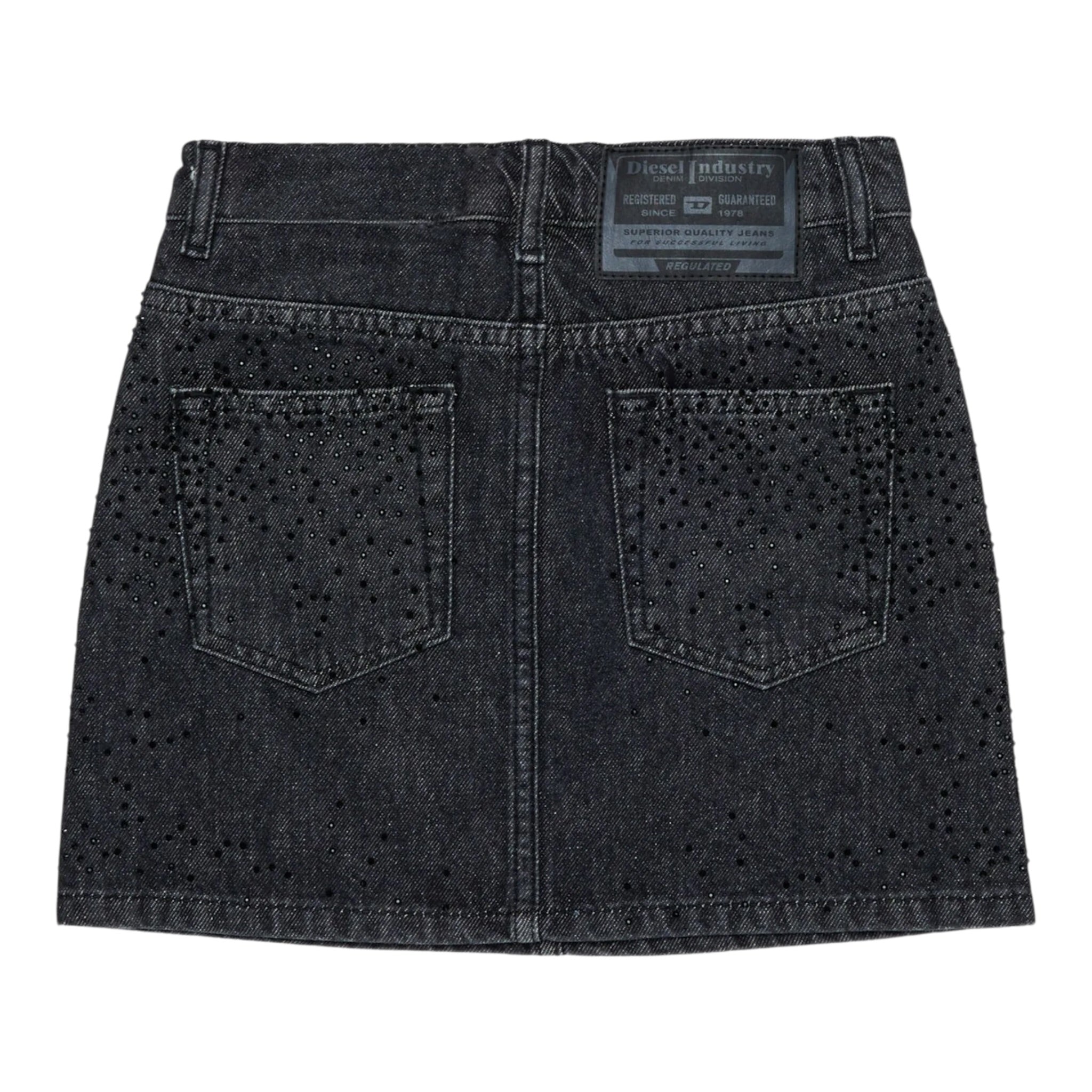 Diesel Gonna tinta unita In Denim con Brillantini Nero per Bambina J00958X NERO DIESEL 