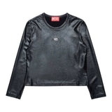 Diesel Shirt In Ecopelle tinta unita con Logo Nero per Bambina J02058 NERO DIESEL 