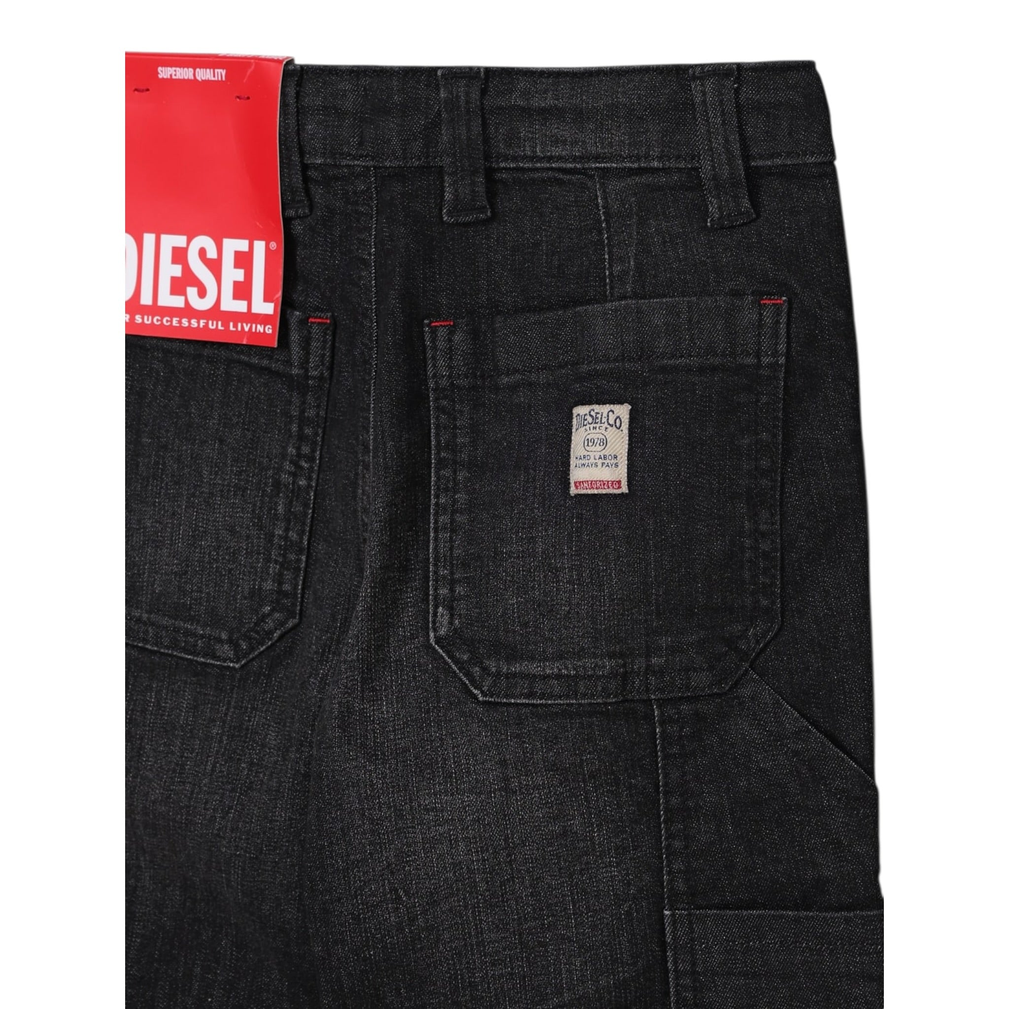 Diesel Jeans tinta unita con Girovita Regolabile Nero per Bambino J02361 NERO DIESEL 