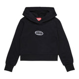 Diesel Felpa tinta unita con Cappuccio E Stampa Nero per Bambina J02416 NERO DIESEL 
