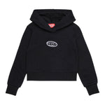 Diesel Felpa tinta unita con Cappuccio E Stampa Nero per Bambina J02416X NERO DIESEL 
