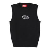 Diesel Gilet In Maglia tinta unita con Logo Nero per Bambina J02437 NERO DIESEL 