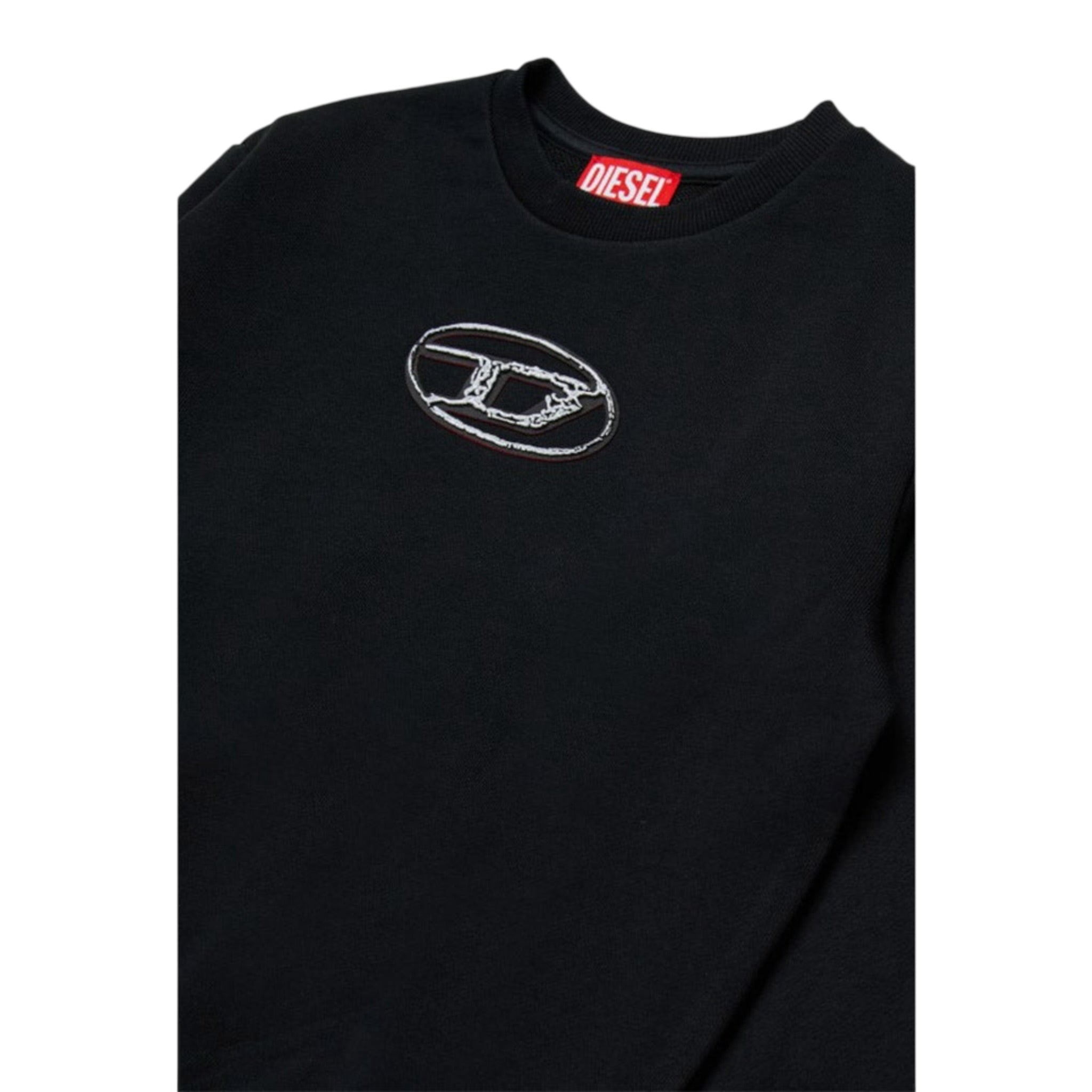 Diesel Felpa tinta unita con Logo Nero per Bambino J02486XX NERO DIESEL 