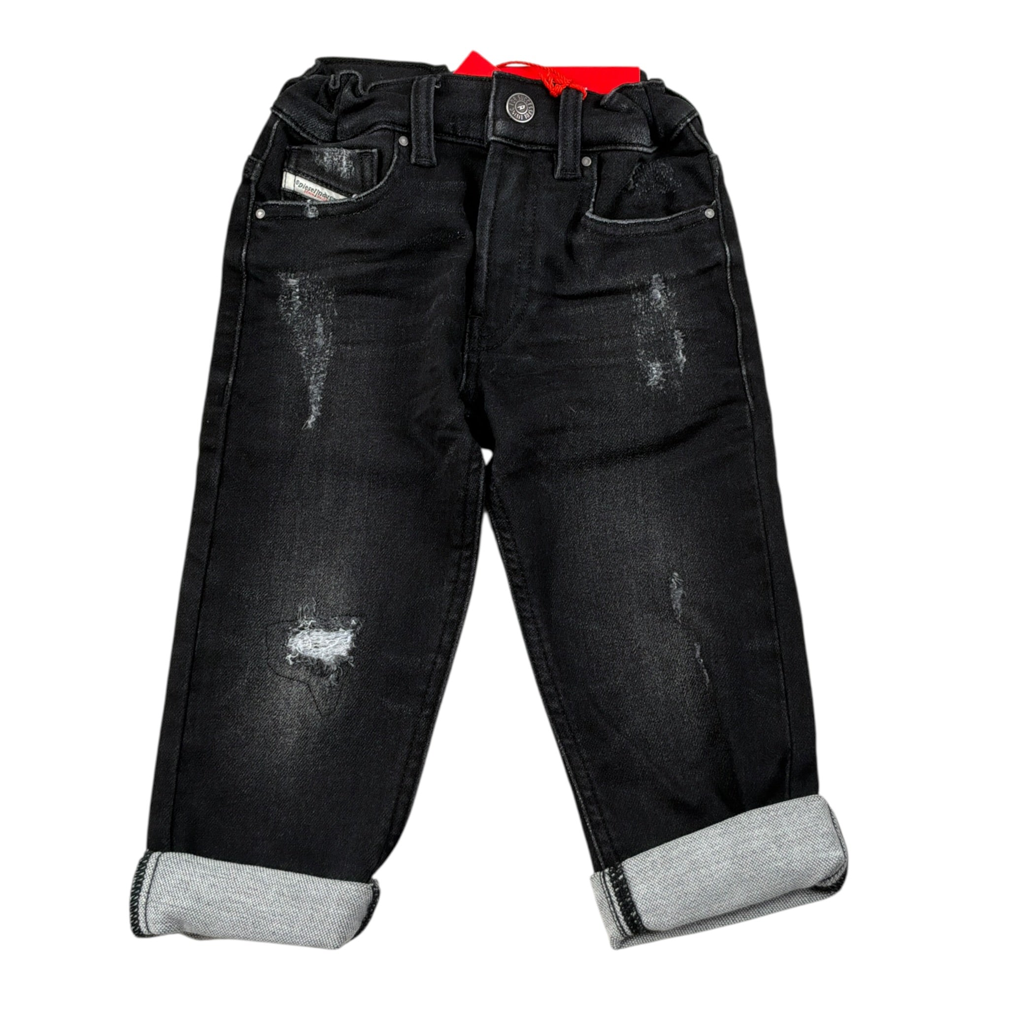 Diesel Jeans tinta unita con Girovita Regolabile Nero per Neonato K00312 NERO DIESEL 