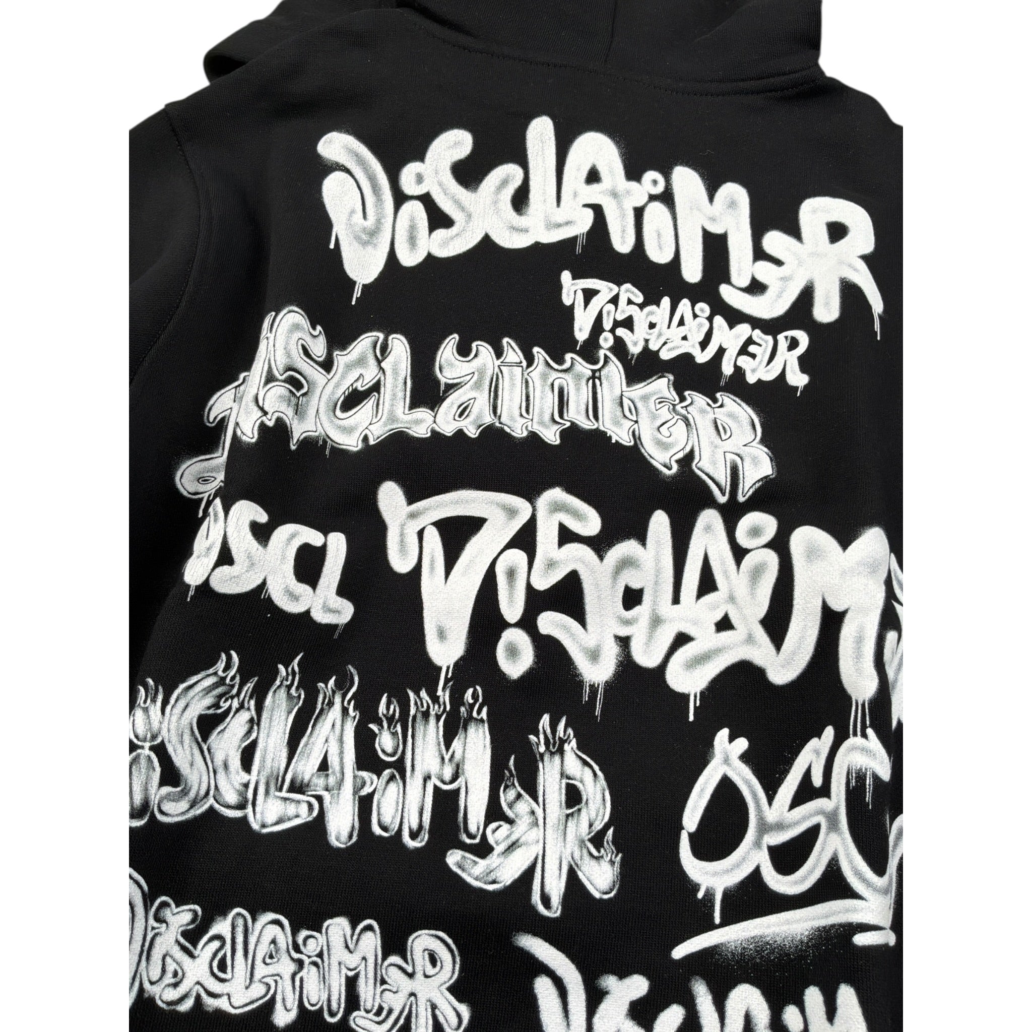 Disclaimer Felpa Chiusa con Cappuccio tinta unita con Logo Nero per Bambino 25IDK58645 NERO DISCLAIMER 