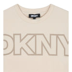 Dkny T-Shirt Girocollo tinta unita con Logo Beige per Bambina D62412 BEIGE DKNY 