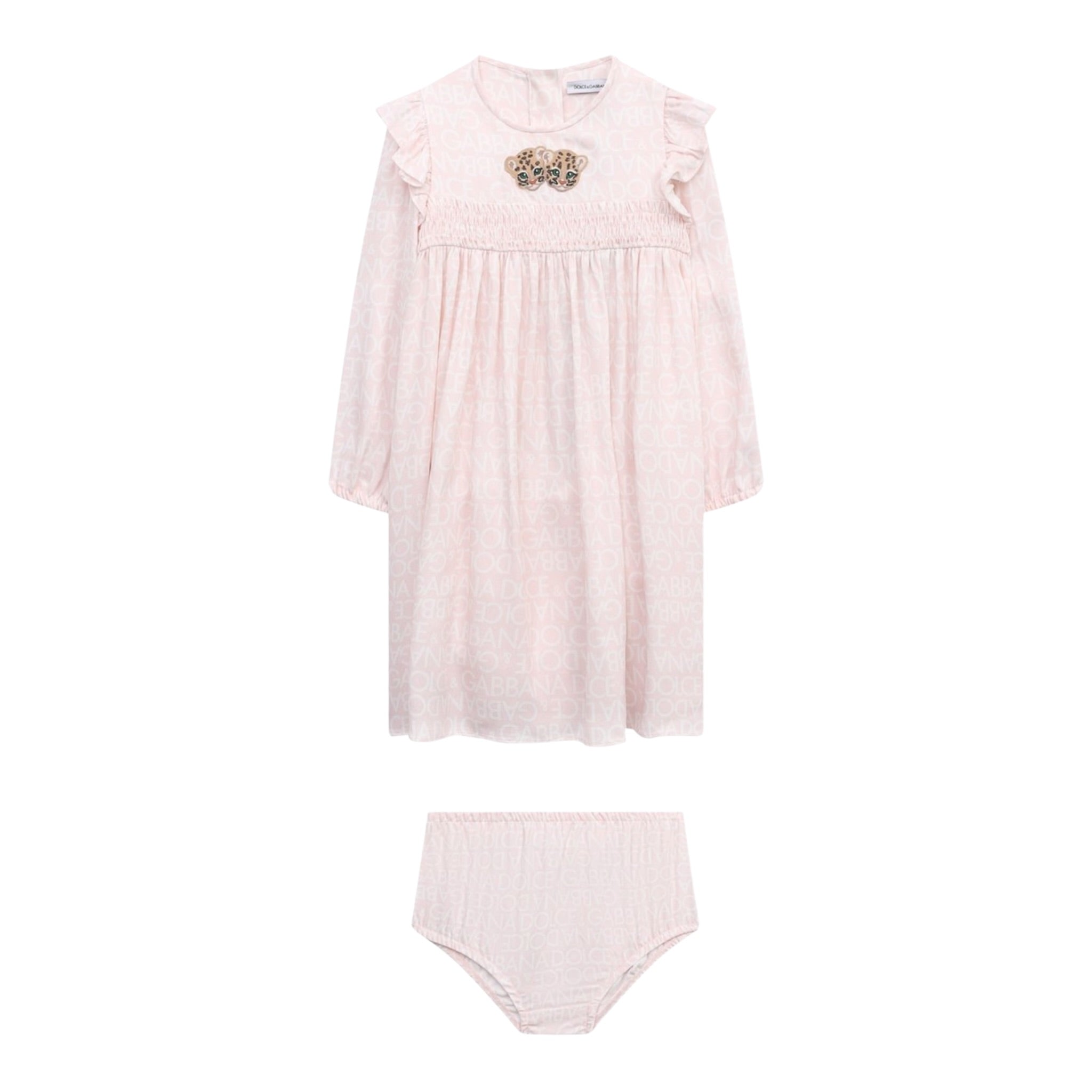 Dolce & Gabbana Set Abito-Coulotte tinta unita Rosa per Neonata L23DP6 ROSA DOLCE & GABBANA 