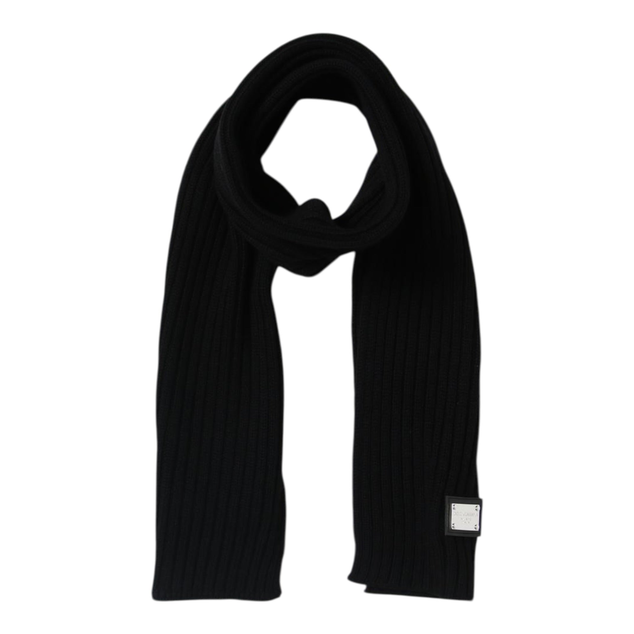 Dolce & Gabbana Sciarpa tinta unita con Logo Nero per Bambino LBKAB4 NERO DOLCE & GABBANA 