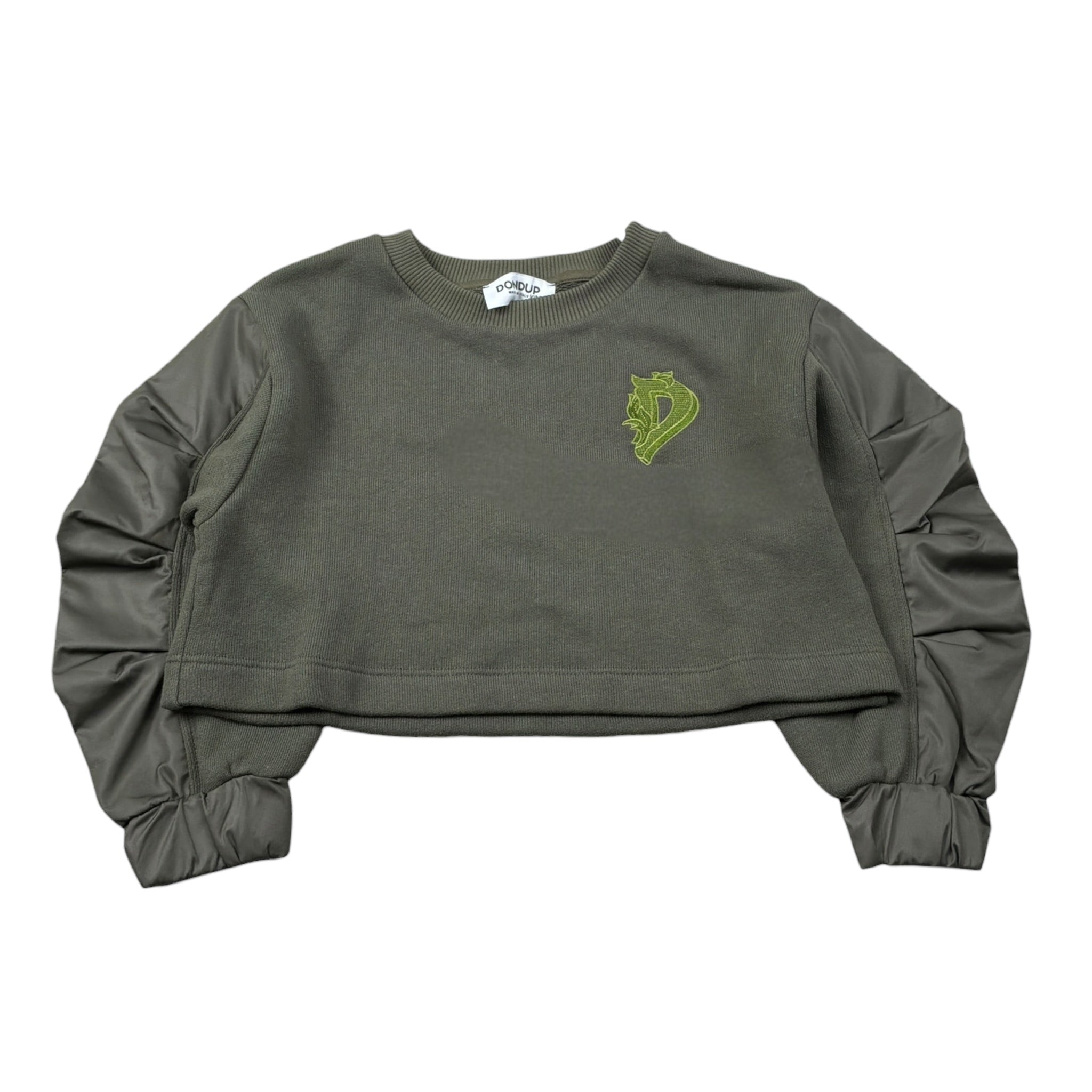 Dondup Felpa Chiusa Girocollo con Logo Verde per Bambina DFFE020 VERDE DONDUP 