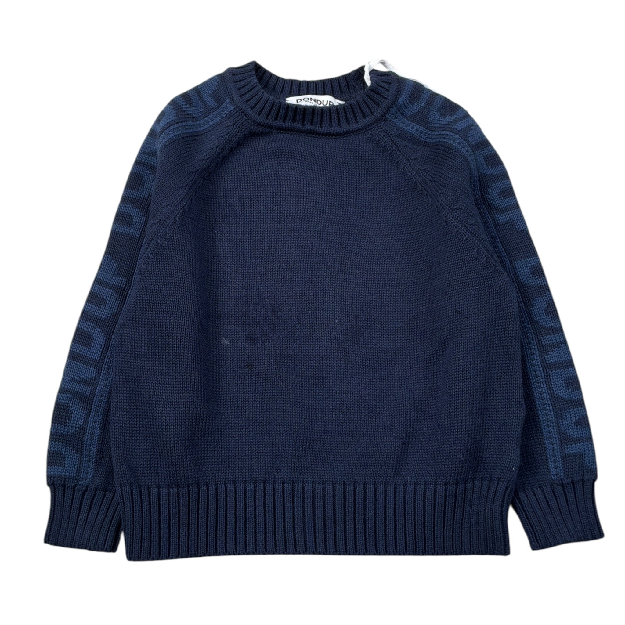 Dondup Maglia tinta unita Girocollo con Logo Blu per Neonato DMMA0322N BLU DONDUP 