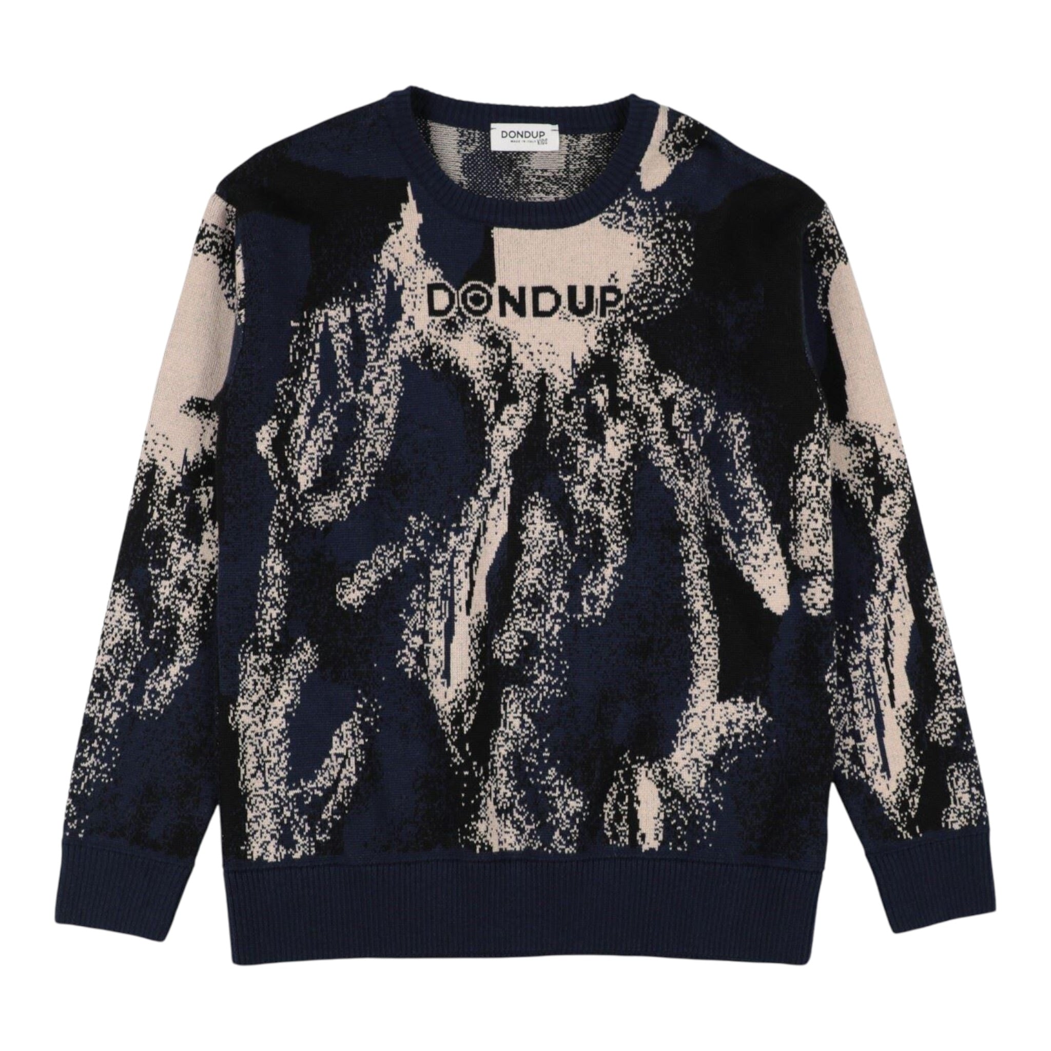 Dondup Maglia tinta unita con Stampa Blu per Bambino DMMA037 BLU DONDUP 