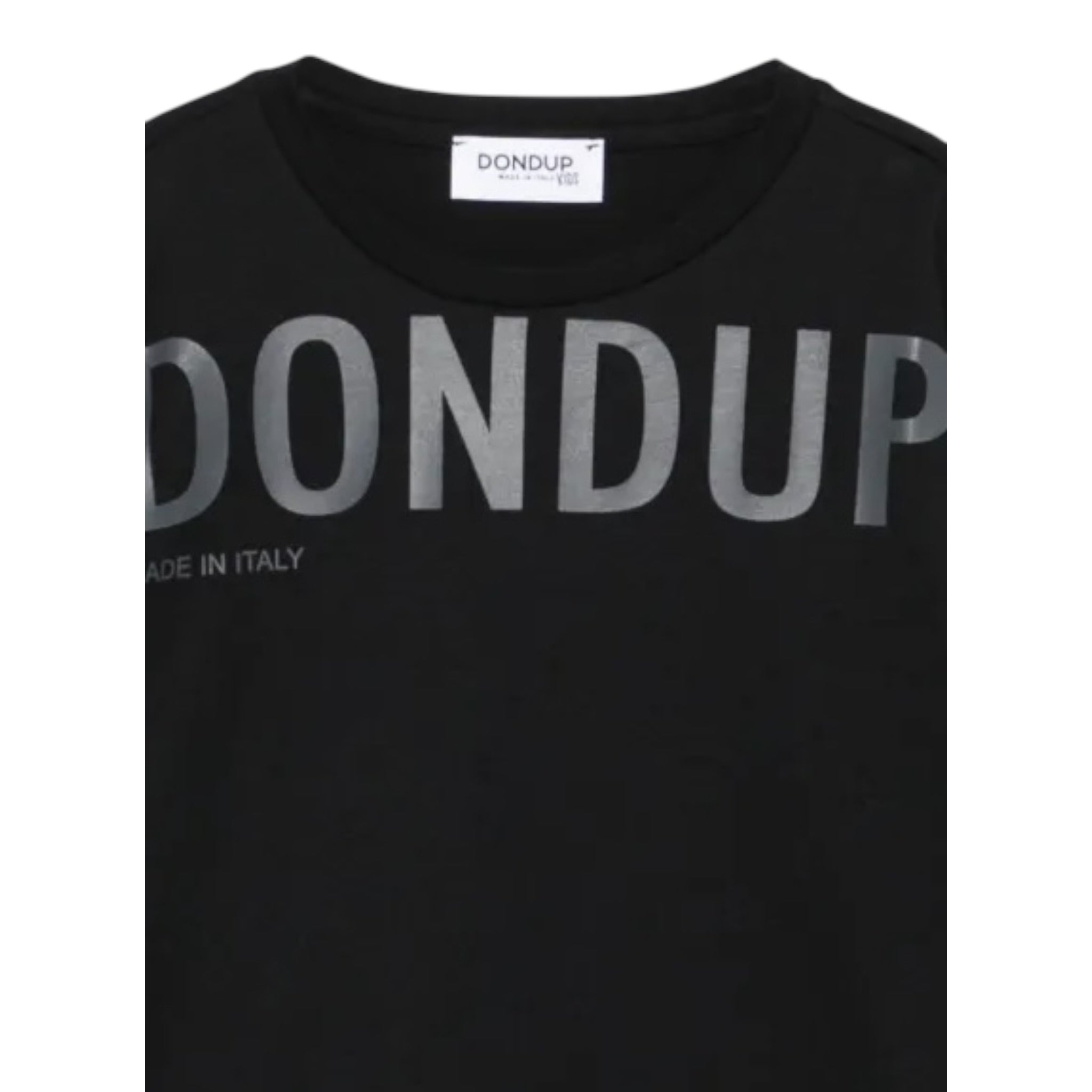 Dondup Shirt tinta unita Girocollo con Stampa Nero per Bambino DMTS044 NERO DONDUP 