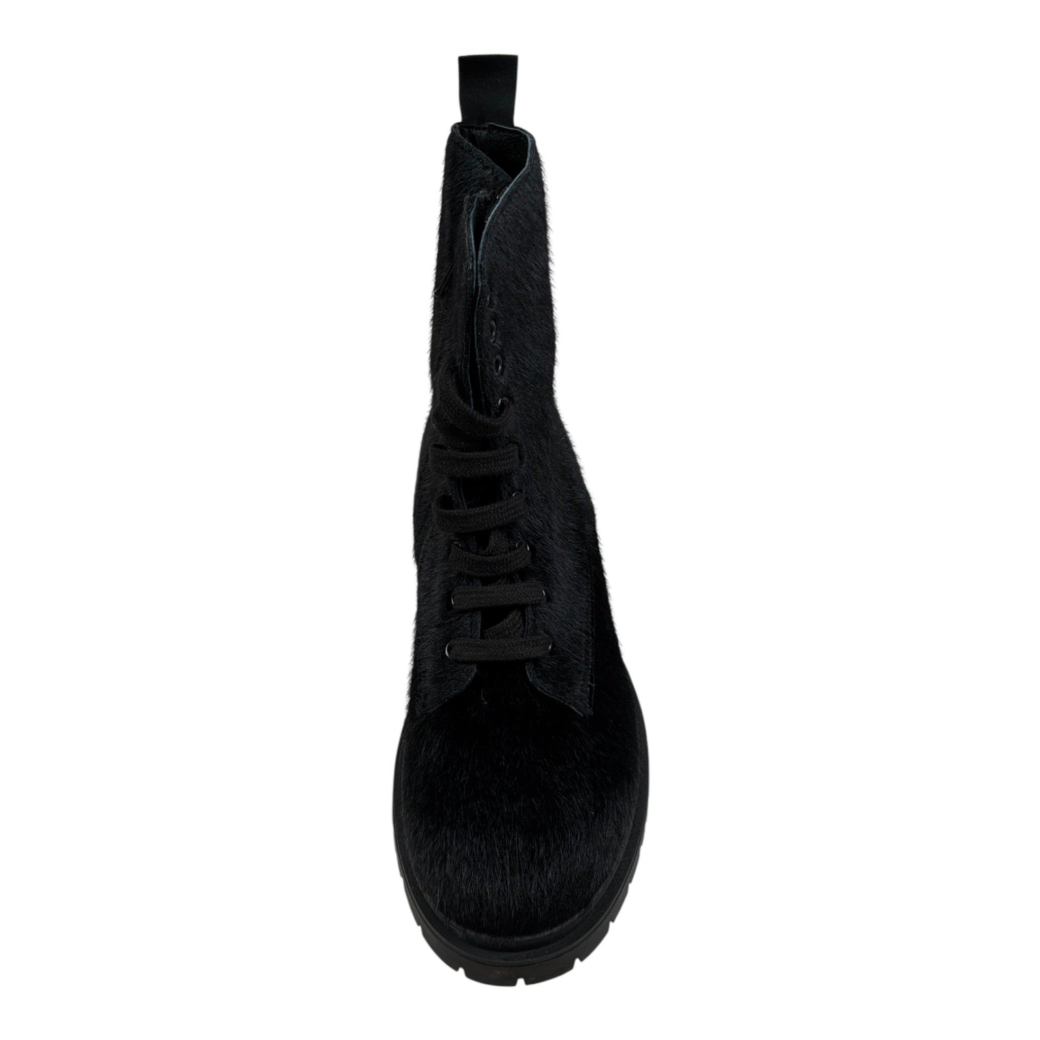 Dou Dou Stivale tinta unita con Lacci Nero per Bambina 32ANF559 NERO DOU DOU 