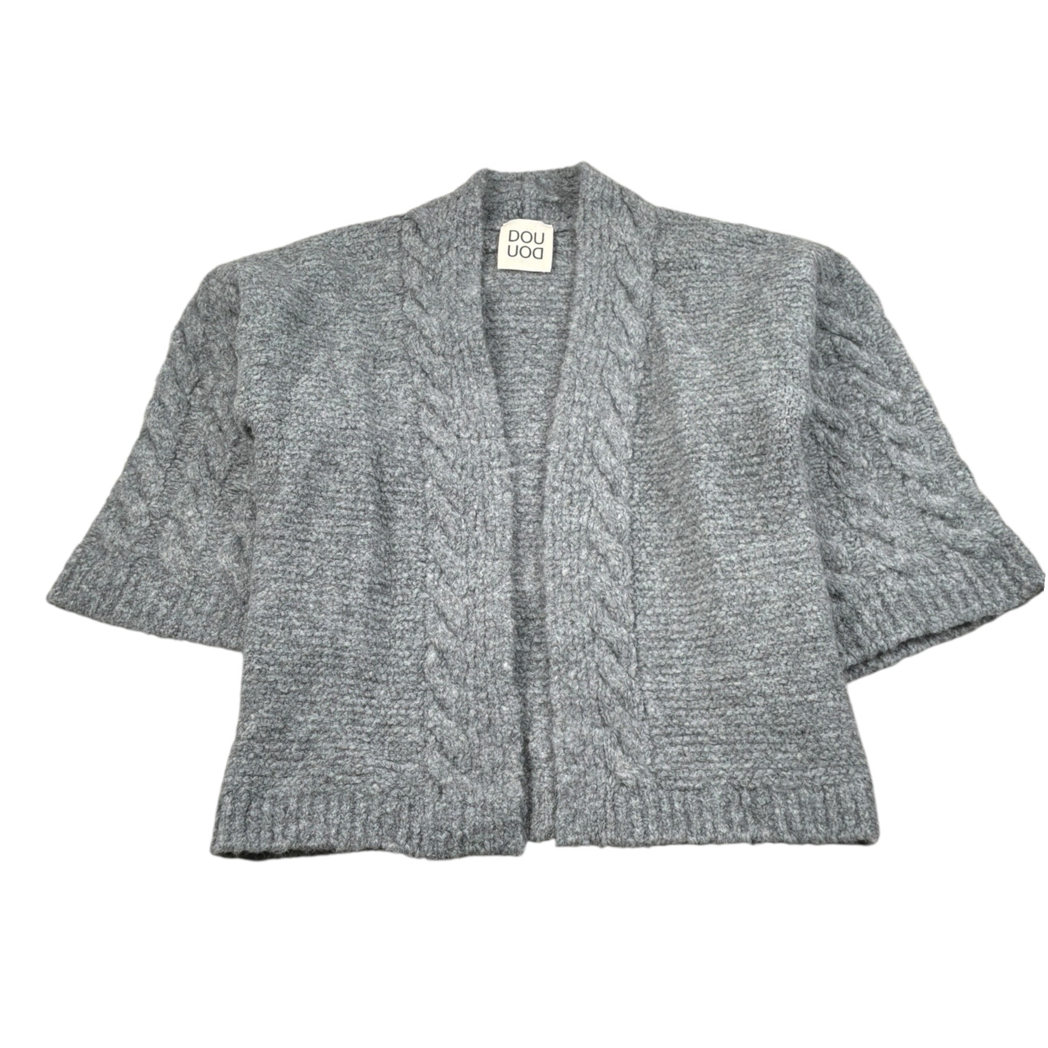 Dou Dou Cardigan tinta unita con Logo Grigio per Bambina DV9A40 GRIGIO DOU DOU 