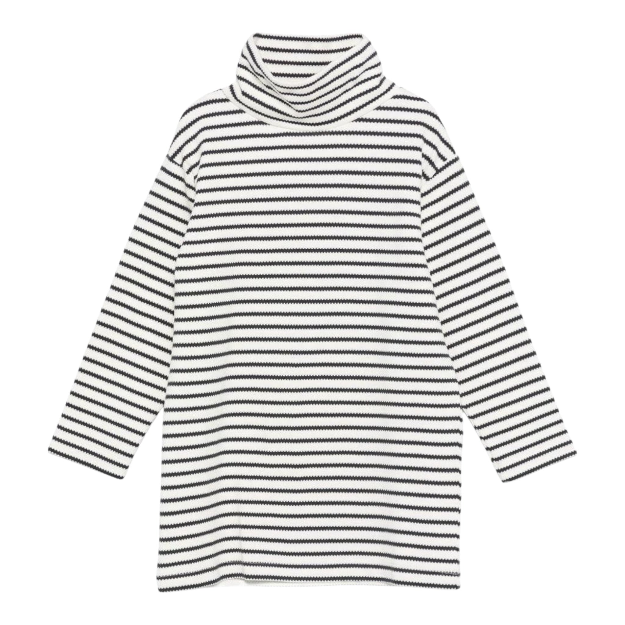 Dou Dou Abito Collo Alto Bicolore con Fantasia A Righe Bianco/Nero per Bambina DX1A20 BIANCO/NERO DOU DOU 