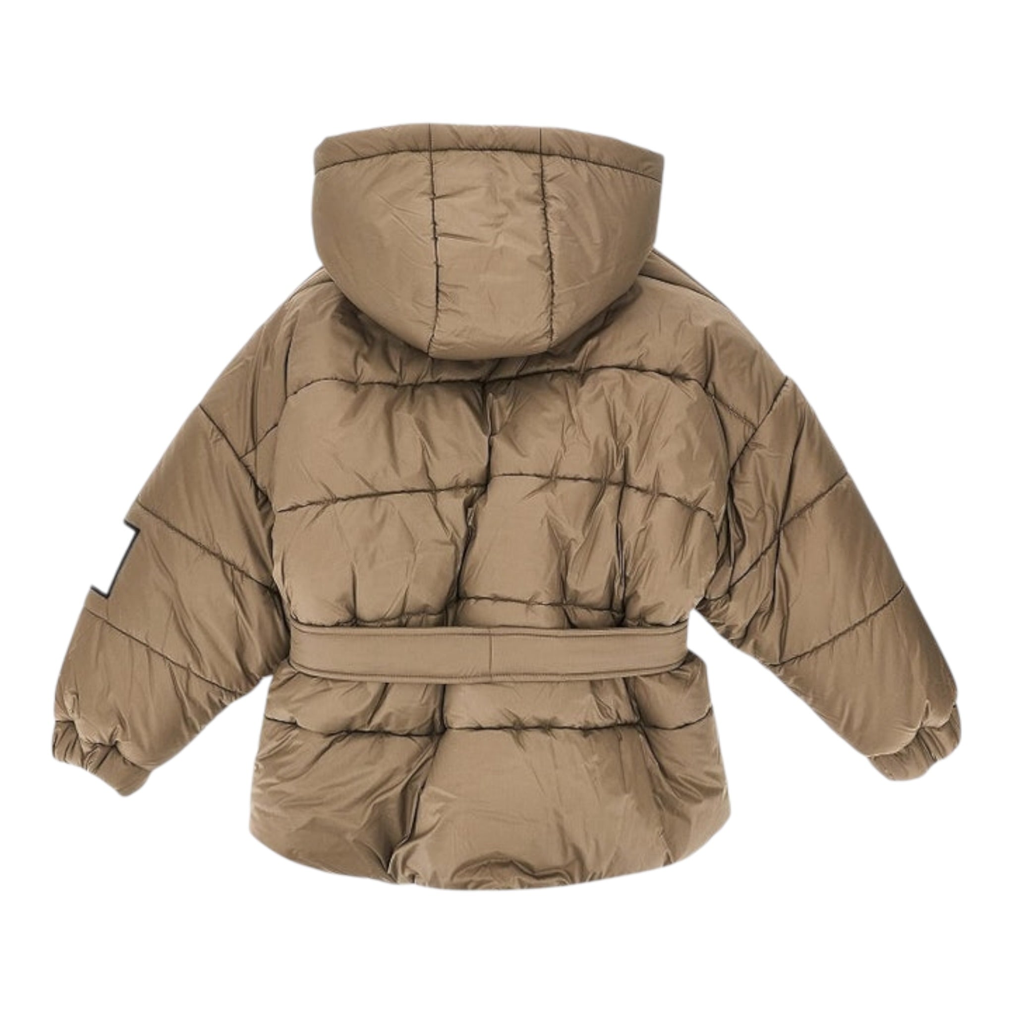 Dou Dou Giubbino tinta unita con Zintura E Cappuccio Fango per Bambina DX2P30 FANGO DOU DOU 